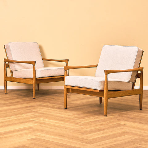 Swedish armchairs "Kolding" in solid oak by Erik Wörtz for IKEA