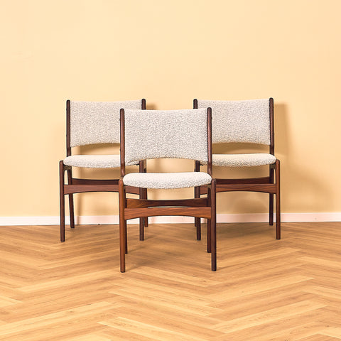 Erik Buch Model 89 Walnut Dining Chair for Anderstrup, full set of 3