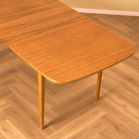 Swedish dining table in teak and beech