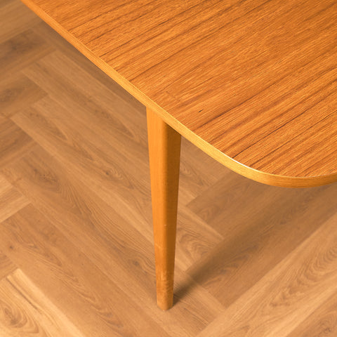 Swedish dining table in teak and beech