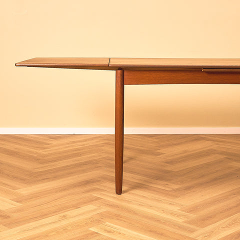 Danish Dark Teak Draw-Leaf Dining Table, side profile