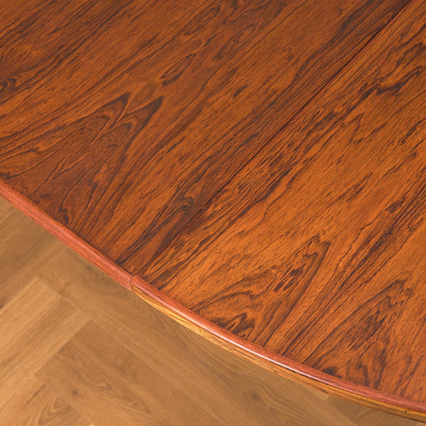 Danish round dining table in Santos rosewood by Omann Jun, model 55