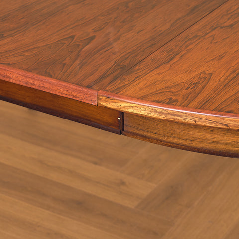 Danish round dining table in Santos rosewood by Omann Jun, model 55