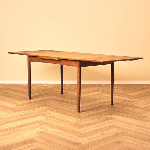 Danish Teak and Walnut Extendable Dining Table, extended with 2 leaves