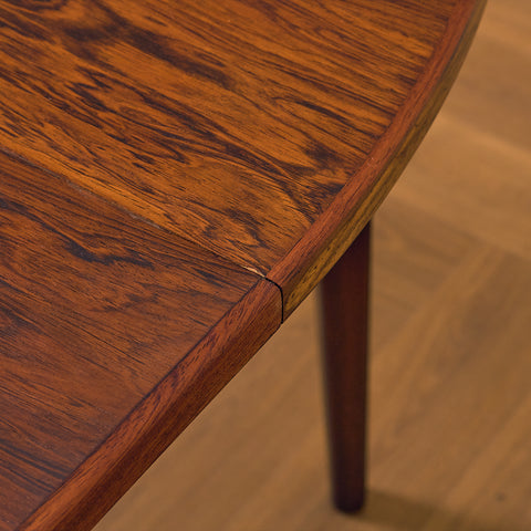 Danish round dining table in Santos rosewood by Omann Jun, model 55