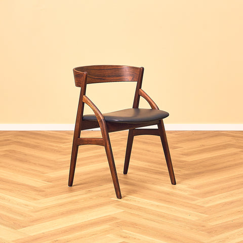 Danish dining chairs in teak and Santos rosewood by Dyrlund