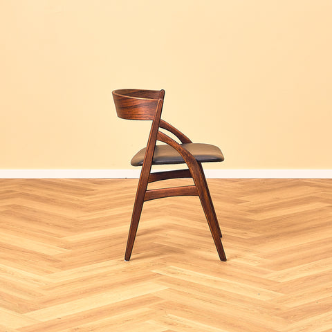 Danish dining chairs in teak and Santos rosewood by Dyrlund