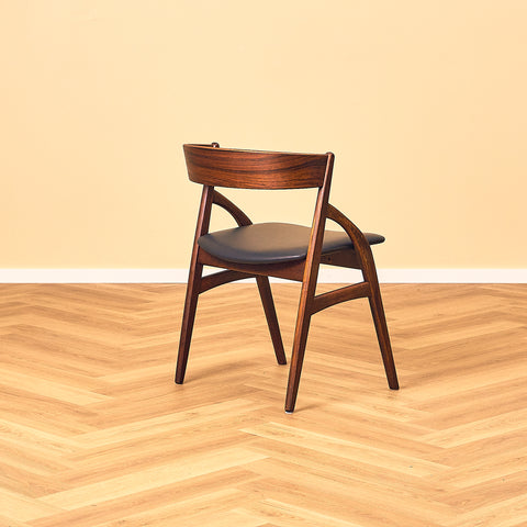 Danish dining chairs in teak and Santos rosewood by Dyrlund