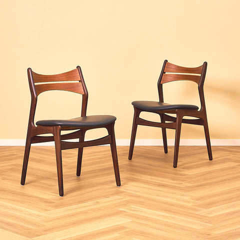 Danish dining chairs in dark teak, model 310, by Erik Buch for Chr. Christensen Møbelfabrik
