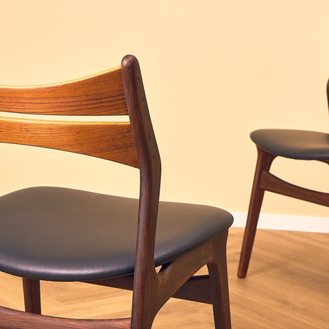 Danish dining chairs in dark teak, model 310, by Erik Buch for Chr. Christensen Møbelfabrik