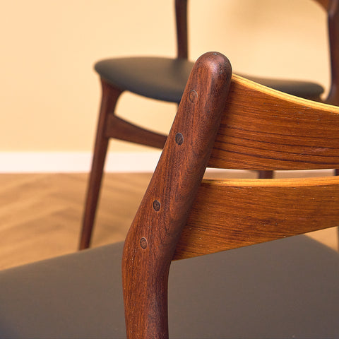 Danish dining chairs in dark teak, model 310, by Erik Buch for Chr. Christensen Møbelfabrik