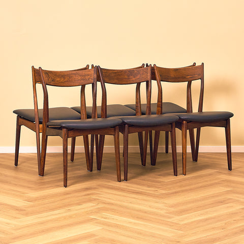 Danish set of 6 dining chairs in Santos rosewood by H. P. Hansen for Randers Møbelfabrik
