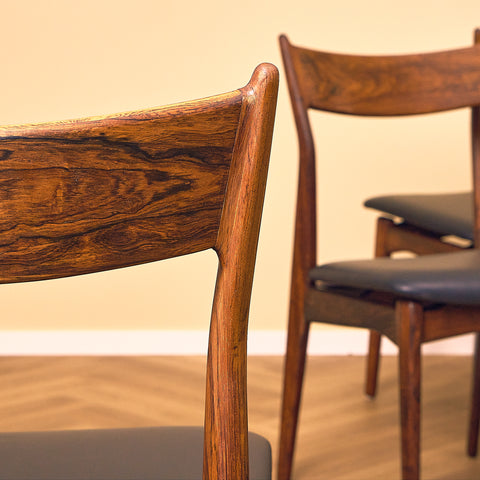 Danish set of 6 dining chairs in Santos rosewood by H. P. Hansen for Randers Møbelfabrik