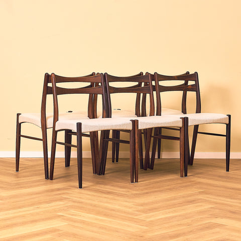 Danish dining chairs in Santos rosewood in the style of Ejner Larsen