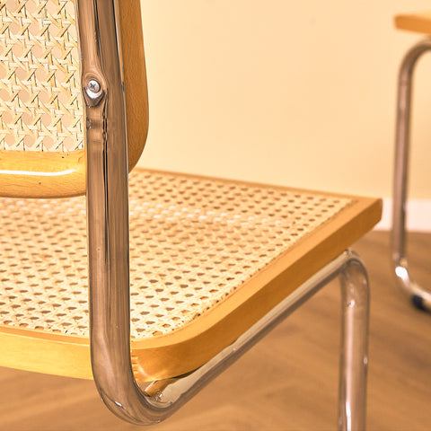 Italian set of 4 dining chairs in beech by Marcel Breuer