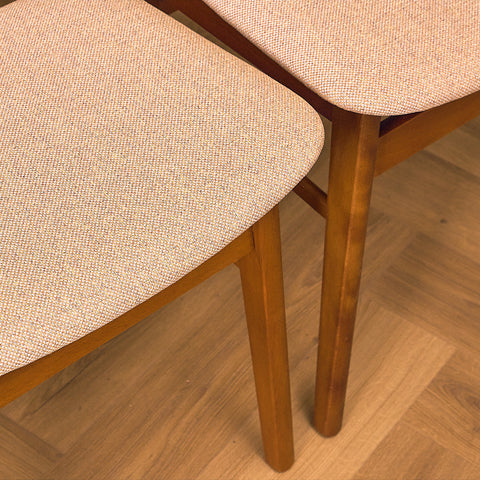 Danish set of 7 dining chairs in teak and beech, model Møsbol, by Findahl Møbelfabrik