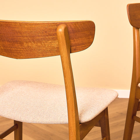 Danish set of 7 dining chairs in teak and beech, model Møsbol, by Findahl Møbelfabrik