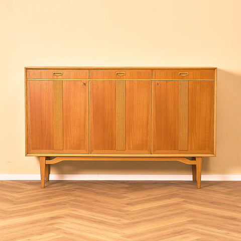 Swedish highboard in teak and oak by AB Möbelfabriken Örnen, Rydaholm