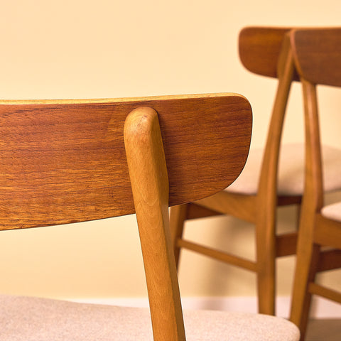 Danish set of 7 dining chairs in teak and beech, model Møsbol, by Findahl Møbelfabrik