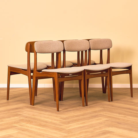 Danish dining chairs in teak by B. Rasmussen for Thorso Møbelfabrik