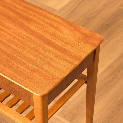 Swedish bedside table in beech and teak by Svensk Möbelindustri