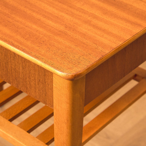 Swedish bedside table in beech and teak by Svensk Möbelindustri