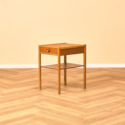 Swedish bedside tables in teak and oak