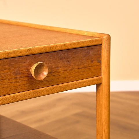 Swedish bedside tables in teak and oak