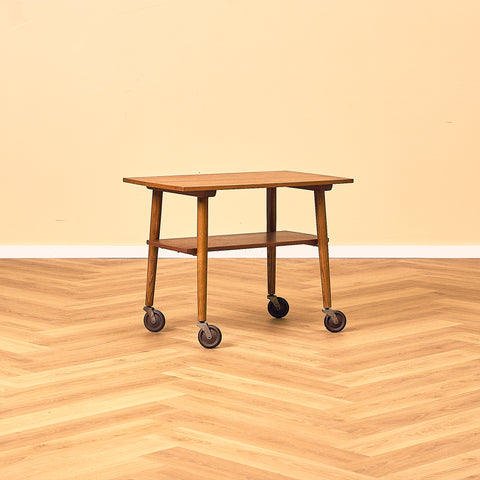 Swedish side table in teak and oak