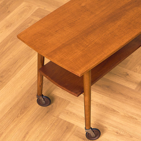 Swedish side table in teak and oak