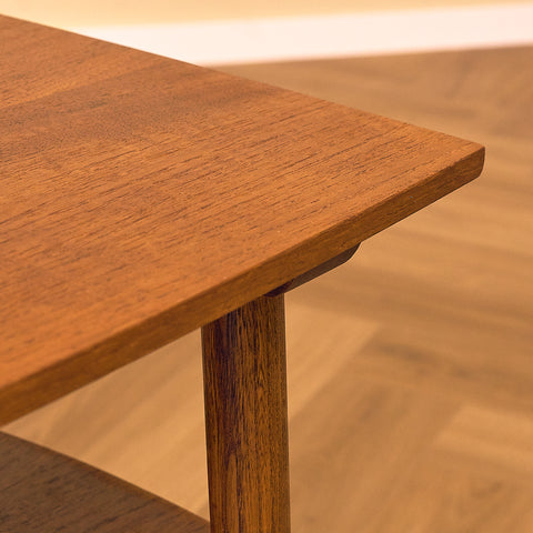 Swedish side table in teak and oak