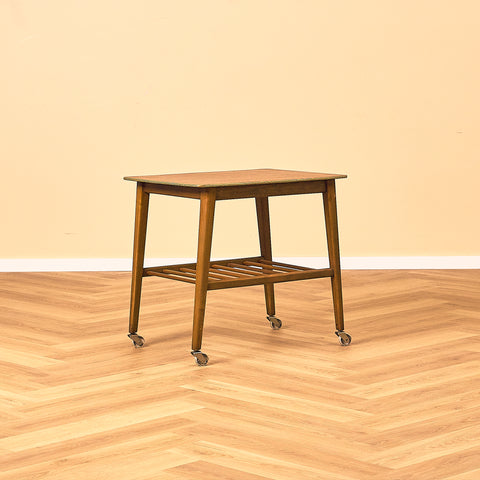 Swedish side table in teak and beech