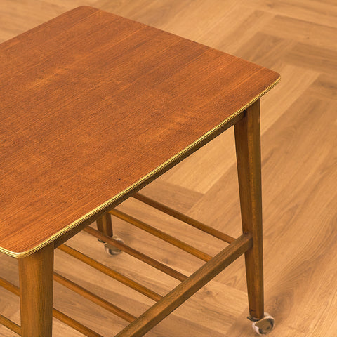 Swedish side table in teak and beech