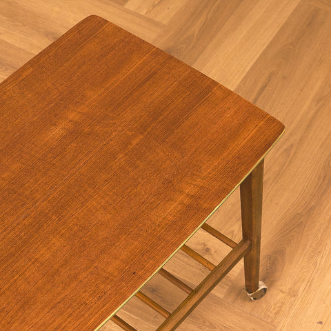 Swedish side table in teak and beech