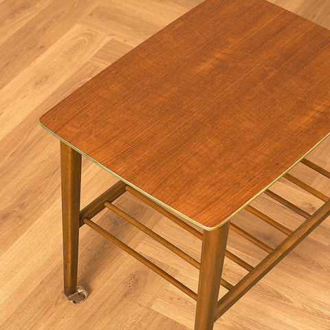 Swedish side table in teak and beech