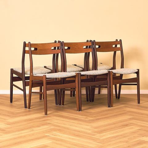 Danish dining chairs in teak and walnut