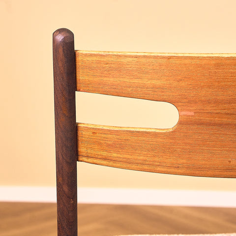 Danish dining chairs in teak and walnut