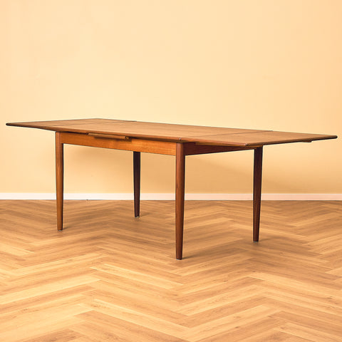 Teak and Walnut Dining Table with Pull-out Leaves