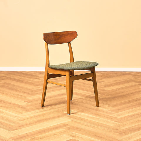 Danish dining chairs in teak/oak and beech by Farstrup