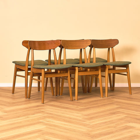 Danish dining chairs in teak/oak and beech by Farstrup