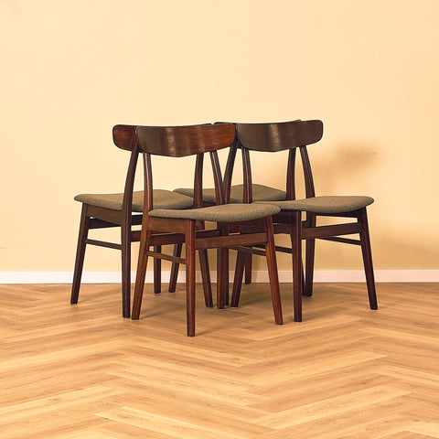 Danish dining chairs in teak and beech by Findahl Møbelfabrik, model 'Møsbol'
