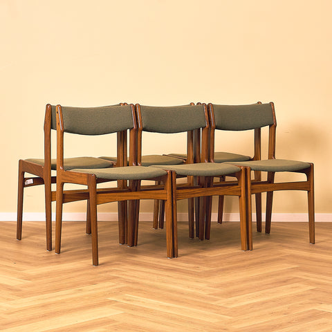 Danish dining chairs in walnut by Erik Buch for Nova Stolefabrik