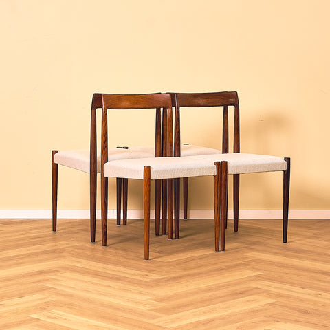 German set of 4 dining chairs in Santos rosewood by Lübke