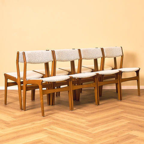 Danish set of 8 dining chairs in beech by Erik Buch for Nova Stolefabrik