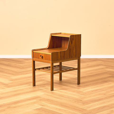 Swedish bedside table in teak and oak