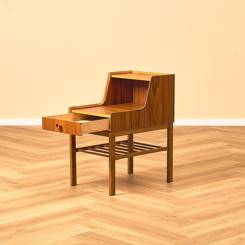 Swedish bedside table in teak and oak
