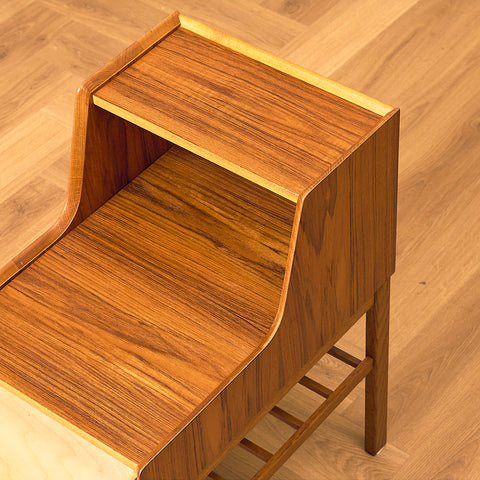 Swedish bedside table in teak and oak