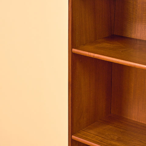 Teak Bookshelf with Drop-front Cabinet