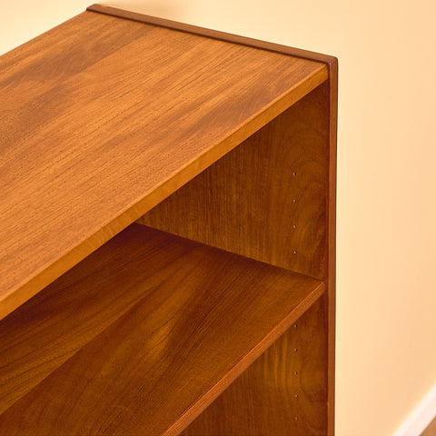 Teak Bookshelf with Drop-front Cabinet