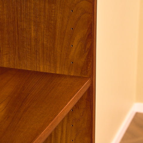 Teak Bookshelf with Drop-front Cabinet